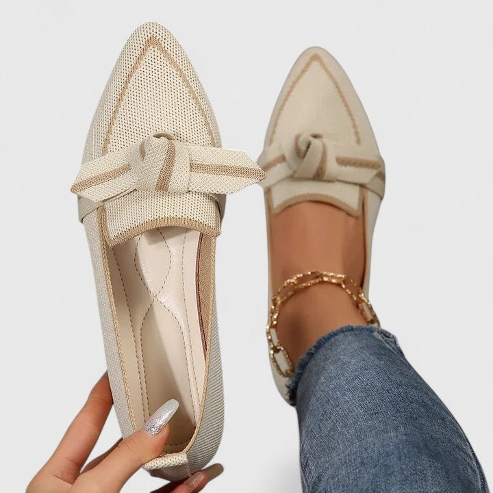 Women's Orthopedic Loafers Slip-On Comfort Bow Detail - Beige