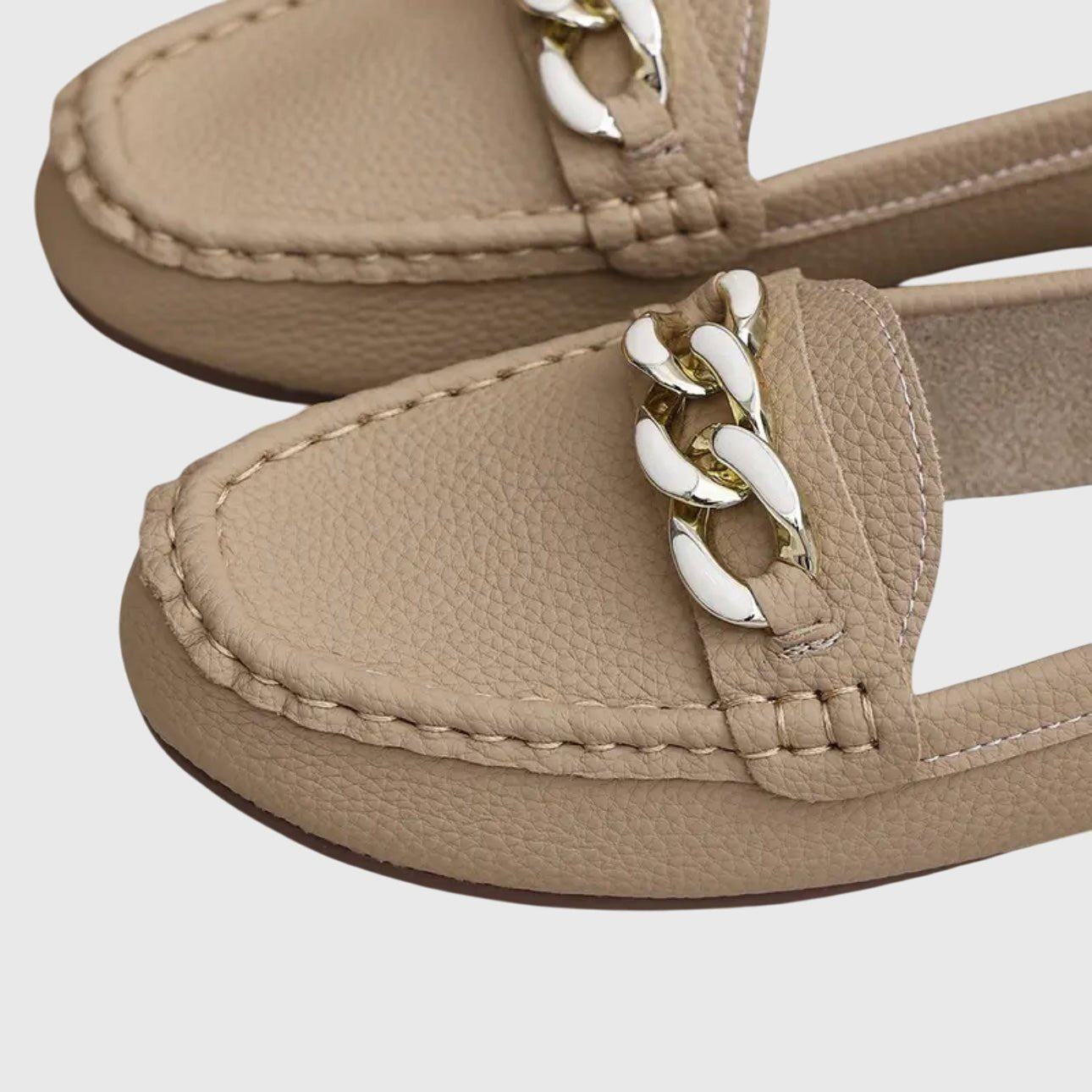 Women's Orthopedic Loafers Slip-On Comfort Gold Chain