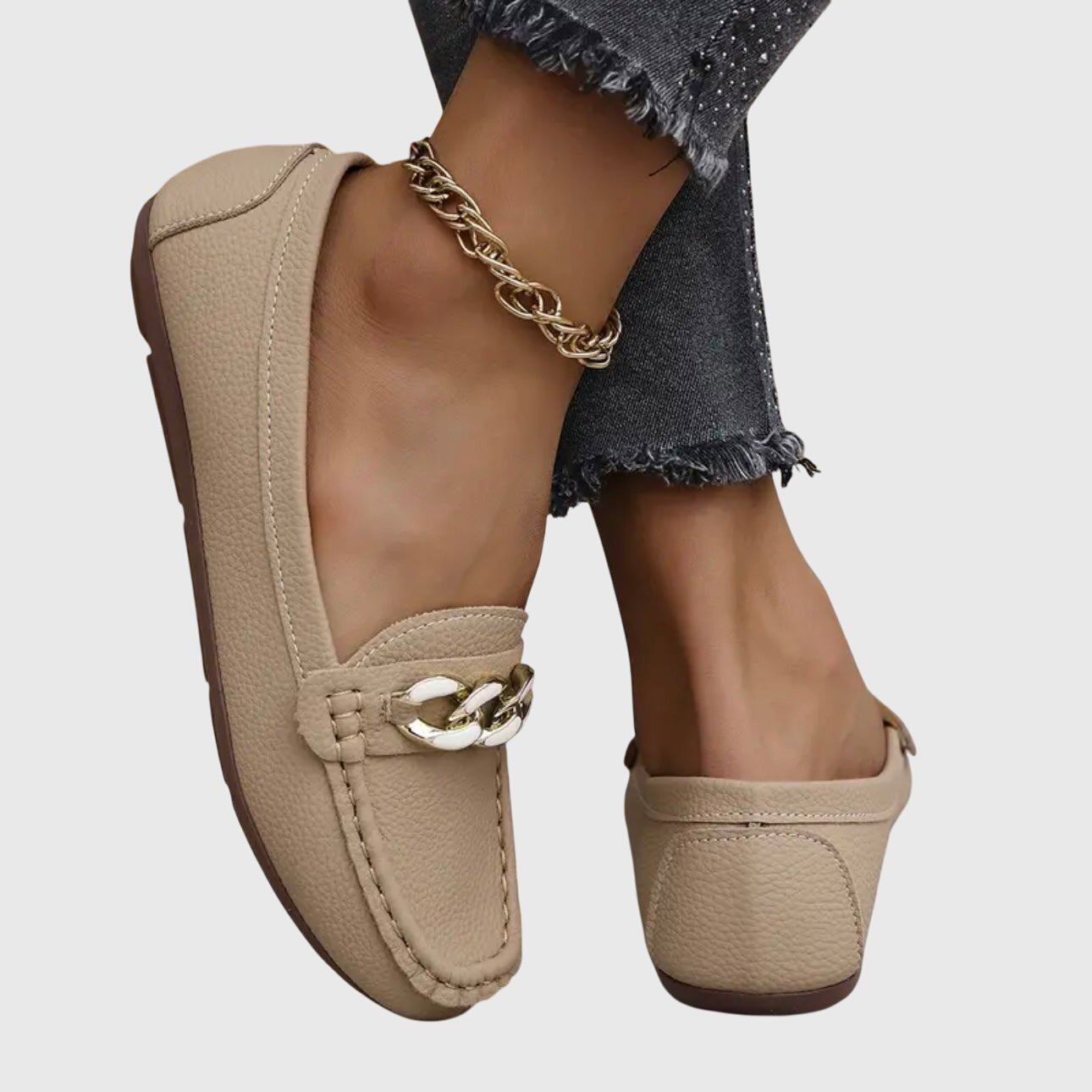 Women's Orthopedic Loafers Slip-On Comfort Gold Chain