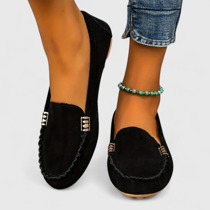 Women's Orthopedic Metal-Detail Slip-On Loafers - Black