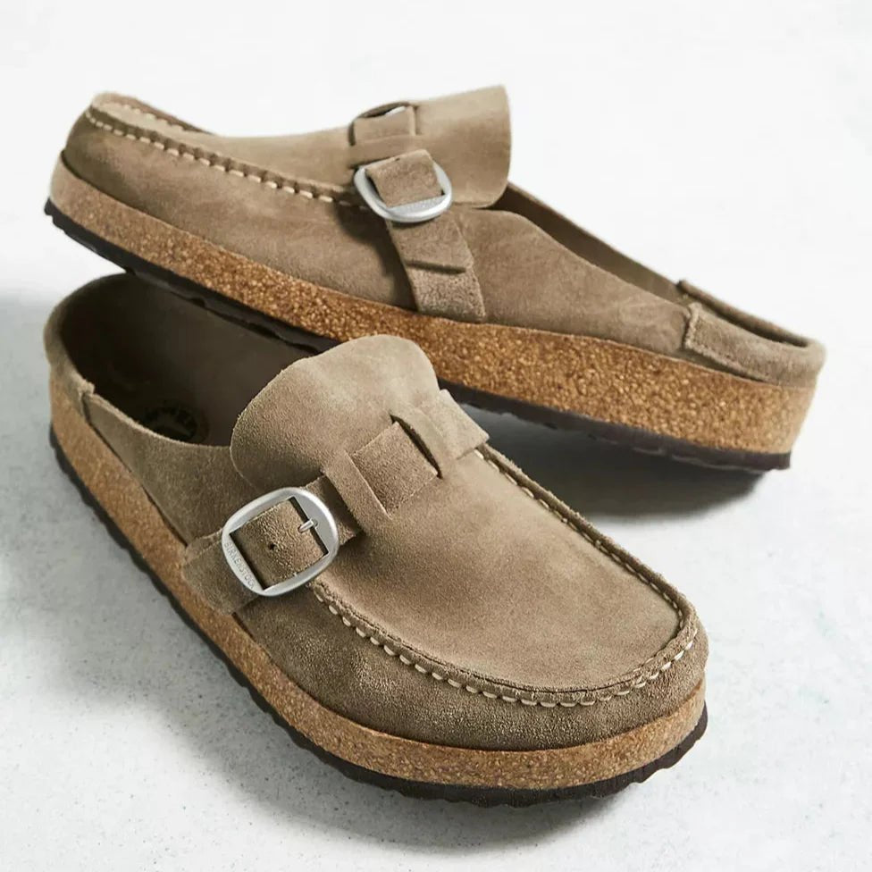 Women's Orthopedic Mules Slip-On Comfort Buckle Detail - Beige