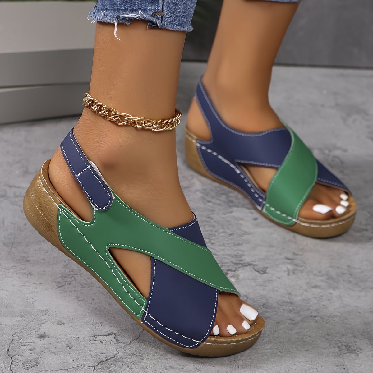 Women's Orthopedic Platform Wedge Sandals - Green