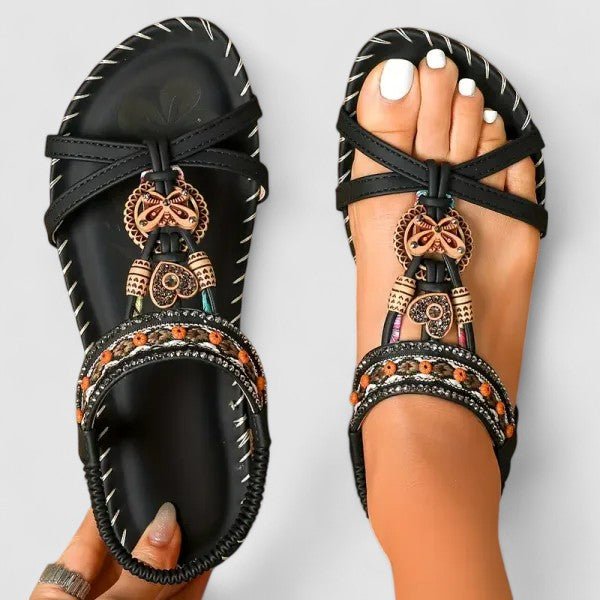 Women's Orthopedic Sandals Embellished Ankle Strap - Graphite Black