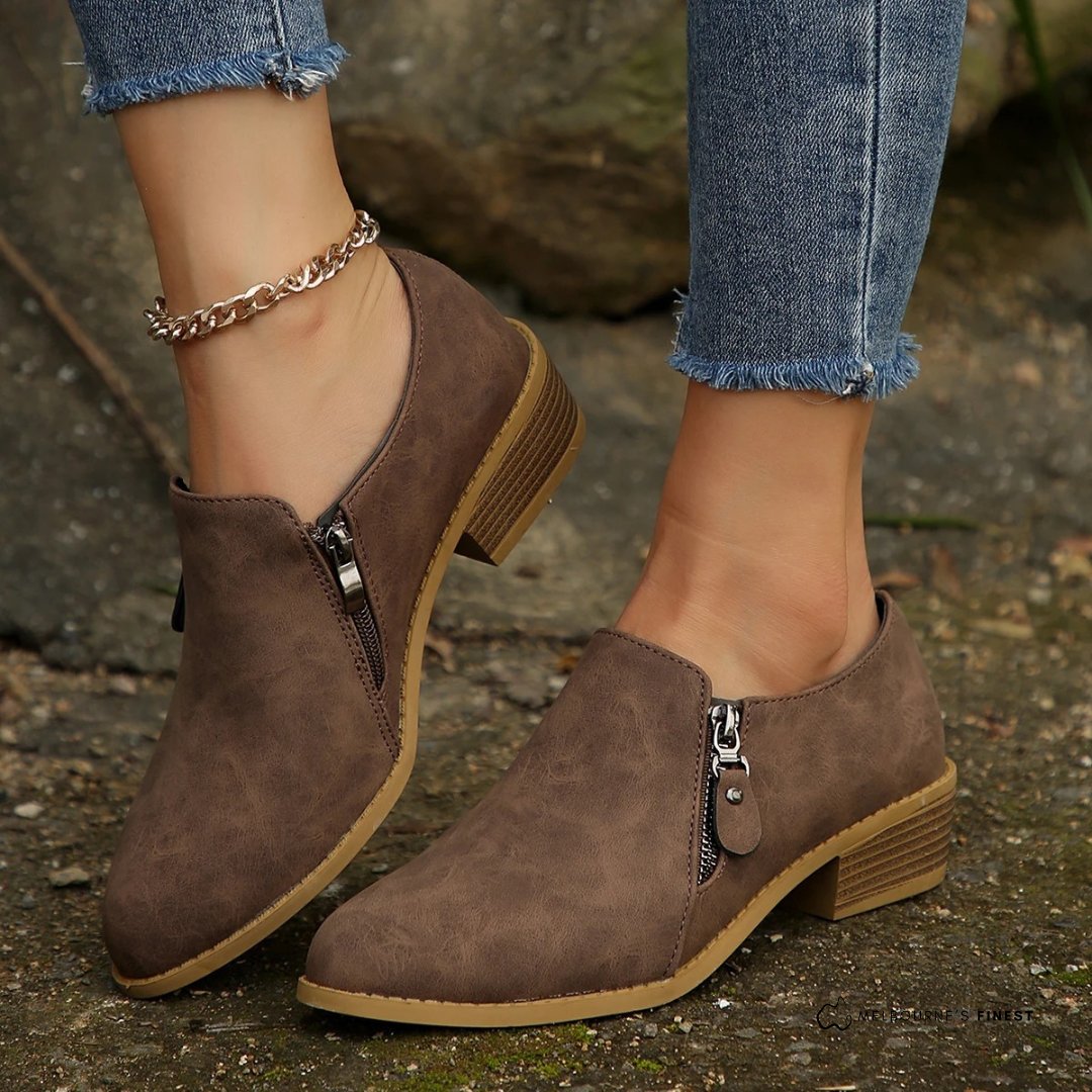 Women's Orthopedic Side-Zip Ankle Boots - Brown
