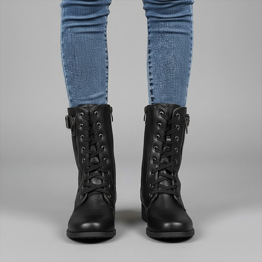 Women's Orthopedic Side-Zip Ankle Boots - Black