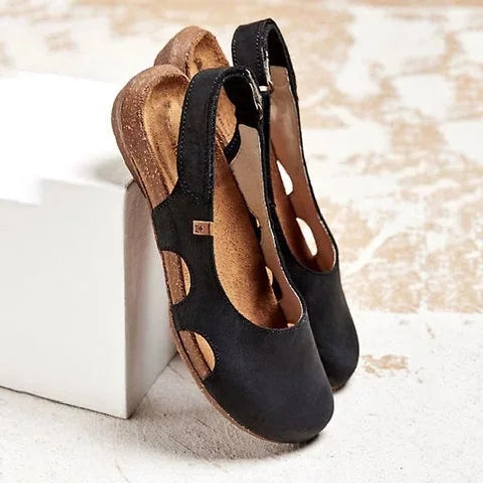Women's Orthopedic Slingback Comfort Sandals Open-Toe Cork Footbed - Black