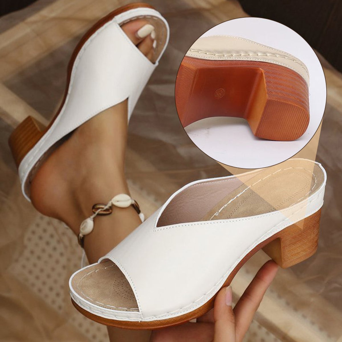 Women's Orthopedic Slip-On Block Heel Comfort Sandals Open Toe