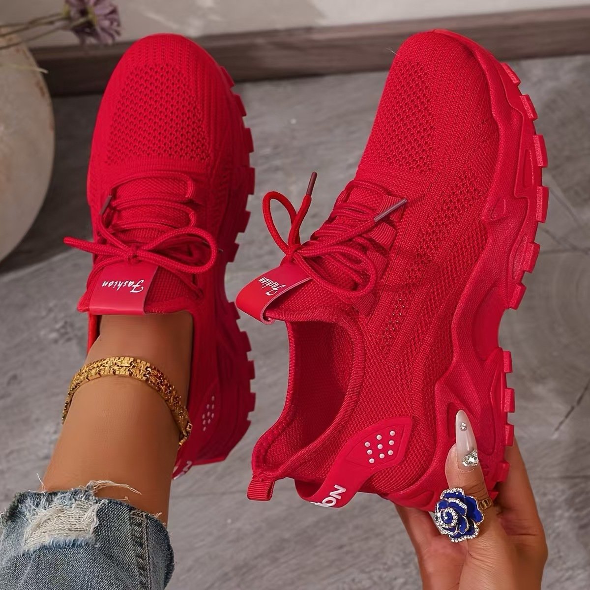 Women's Orthopedic Sneakers Mesh Breathable Comfort - Red