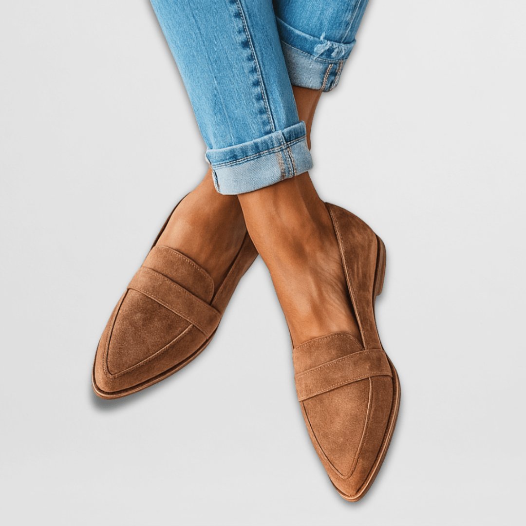 Women's Orthopedic Suede Slip-On Loafers - Khaki