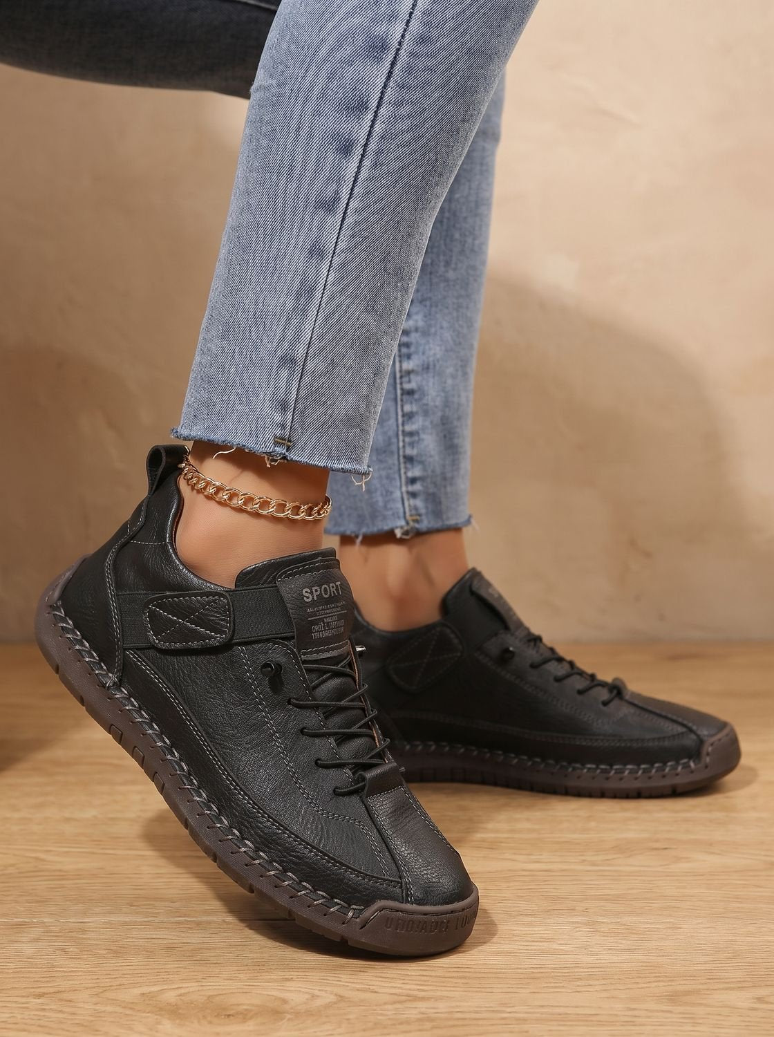 Women's Orthopedic Wide-Fit Elastic Slip-On Sneakers - Black