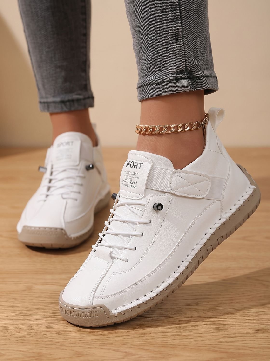 Women's Orthopedic Wide-Fit Elastic Slip-On Sneakers - White
