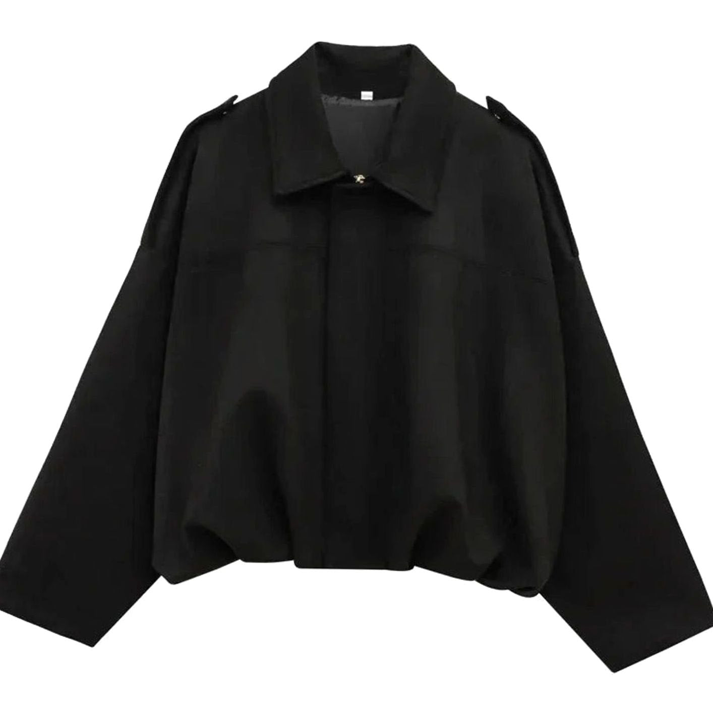 Women's Oversized Suede-Look Light Bomber Jacket Zip-Up - Black