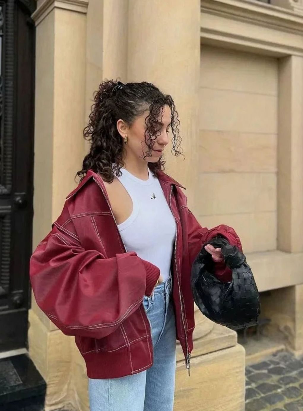 Women's Oversized Zip-Up Bomber Jacket Relaxed Fit