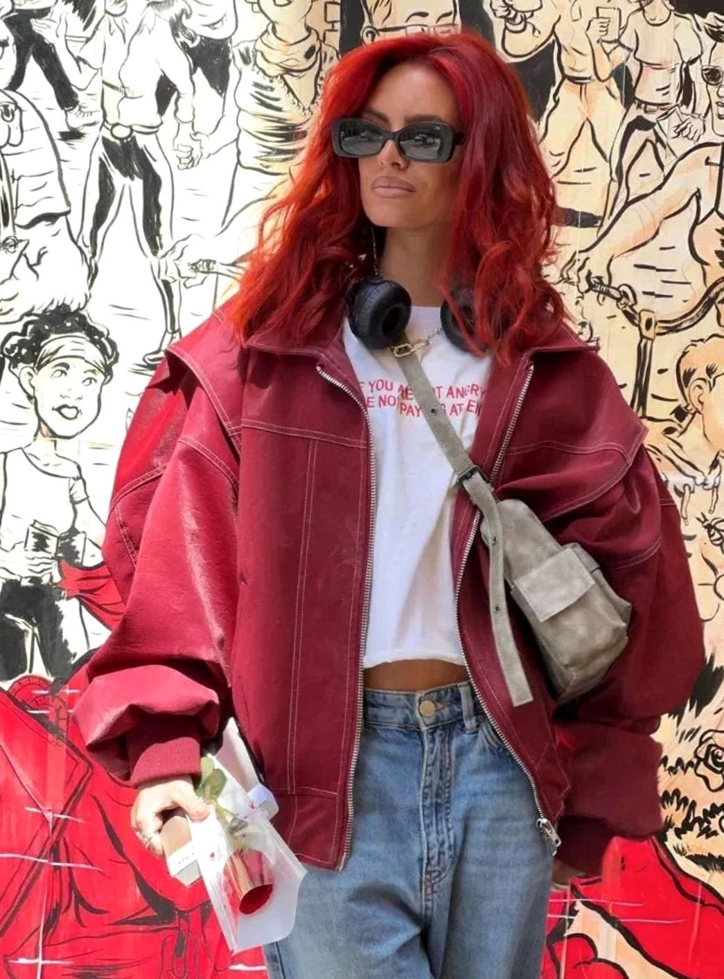 Women's Oversized Zip-Up Bomber Jacket Relaxed Fit