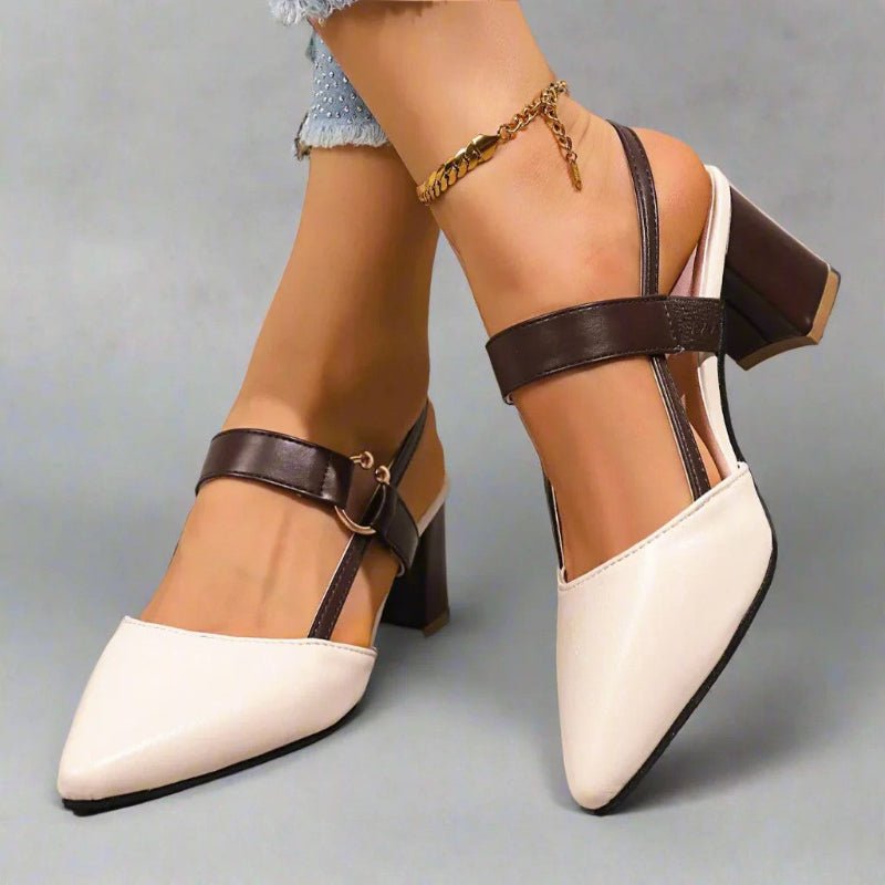 Women's Pointed Toe T-Strap Block Heels