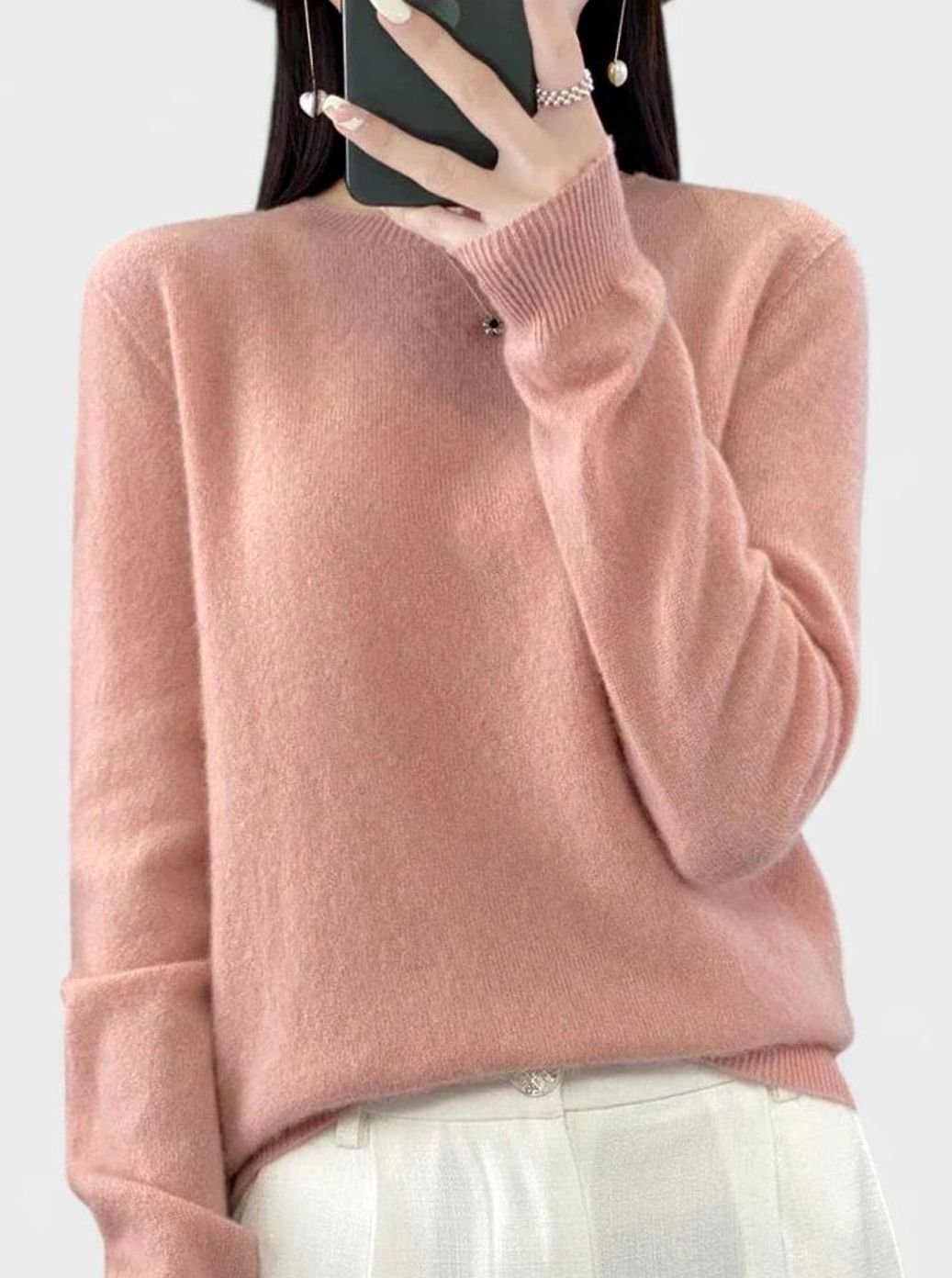 Women's Relaxed-Fit Crew-Neck Knit Lightweight Sweater