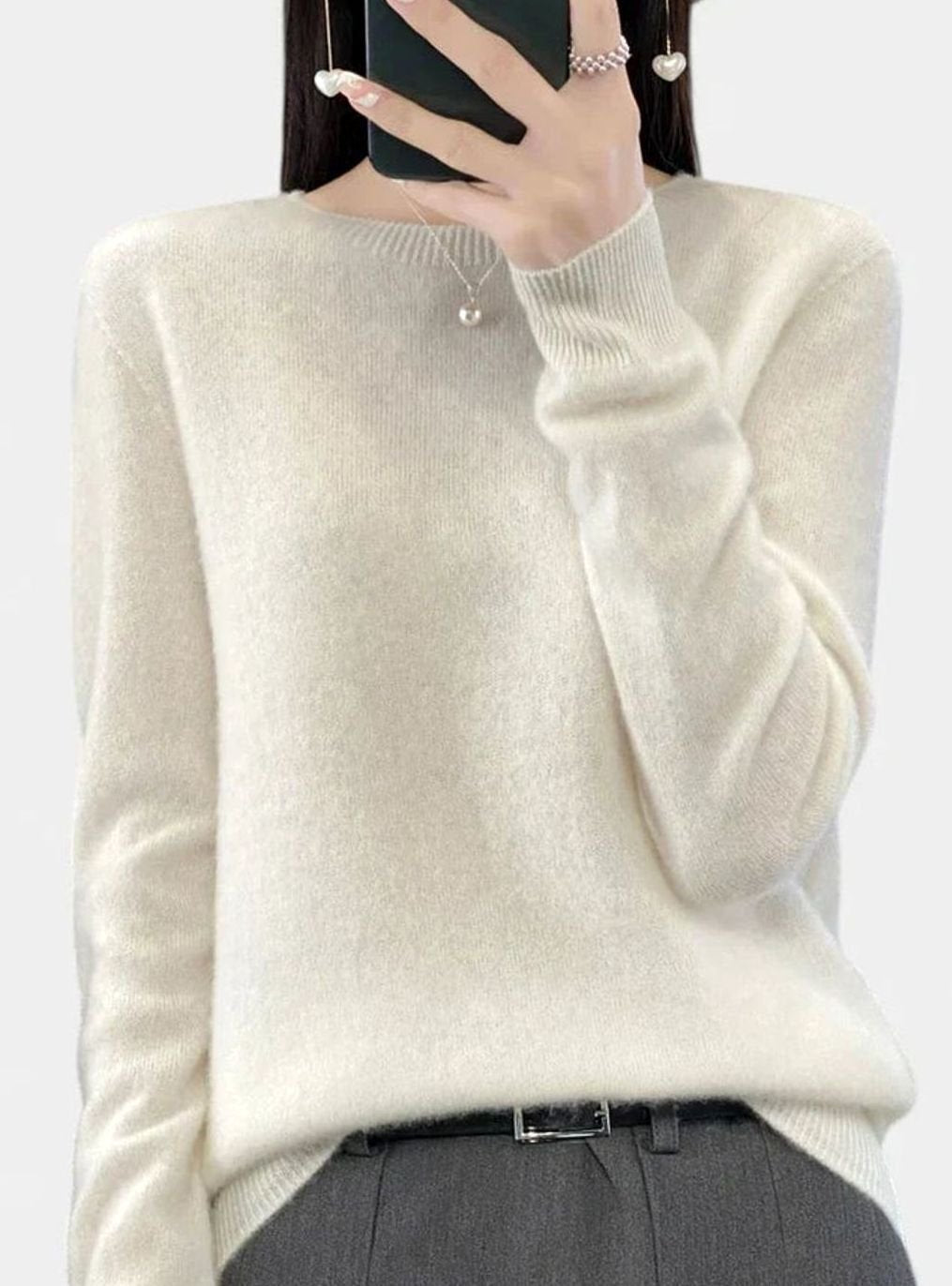 Women's Relaxed-Fit Crew-Neck Knit Lightweight Sweater