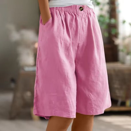 Women's Relaxed-Fit Elastic-Waist Bermuda Shorts - Roze