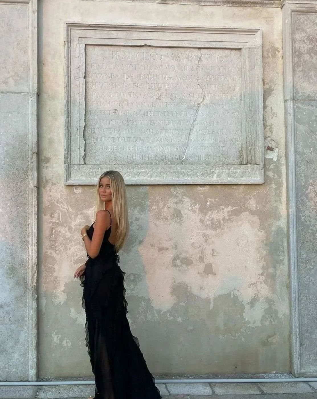 Women's Ruffle Spaghetti-Strap Formal Maxi Wedding Guest Dress