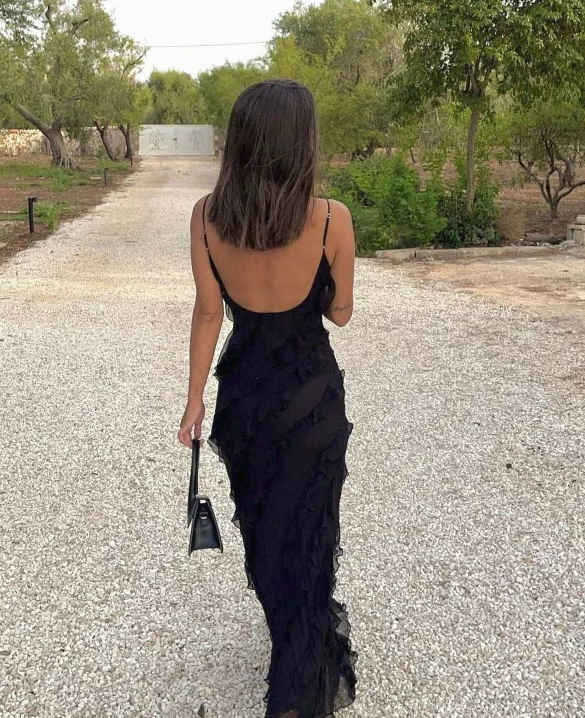 Women's Ruffle Spaghetti-Strap Formal Maxi Wedding Guest Dress