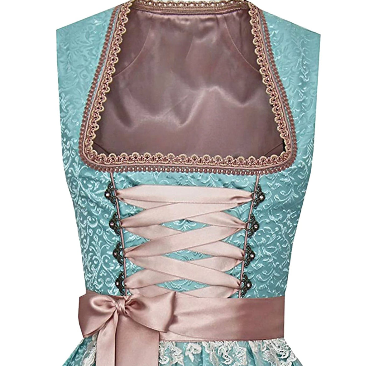 Women's Satin Brocade Lace-Up Bavarian Dirndl Dress