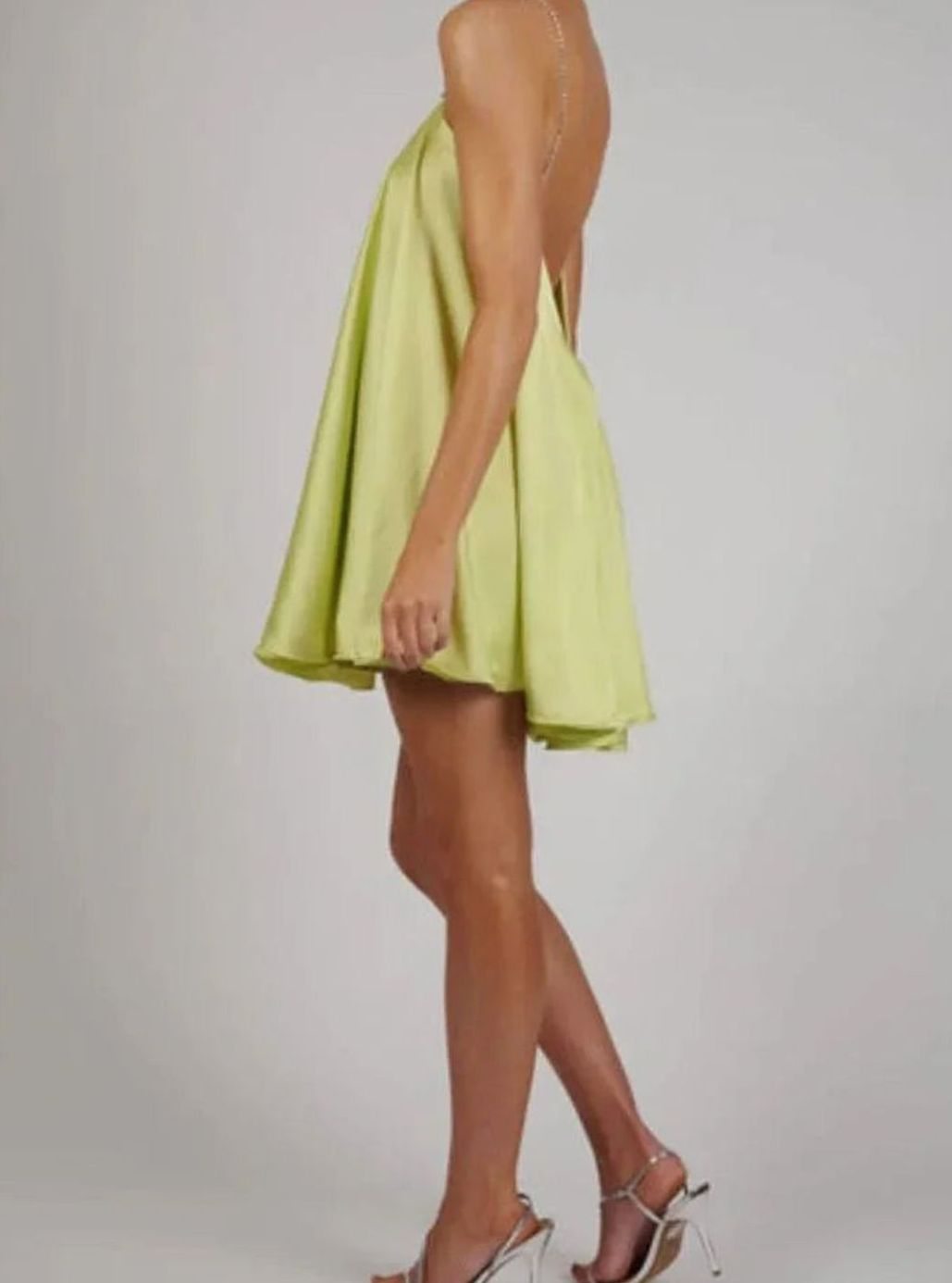 Women's Satin Rhinestone-Strap Flowy Wedding Guest Dress