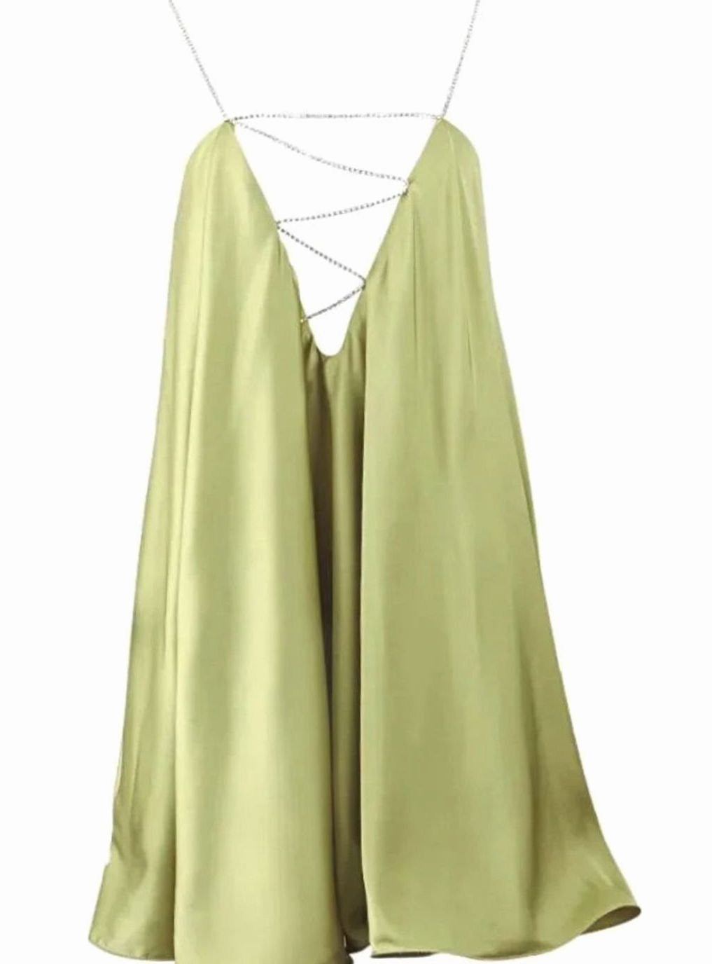 Women's Satin Rhinestone-Strap Flowy Wedding Guest Dress