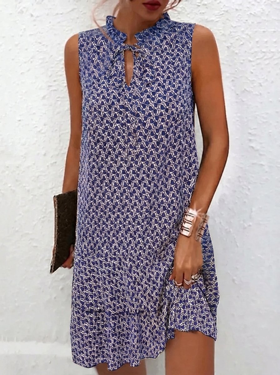 Women's Sleeveless Tiered Floral Print Midi Dress - Blue