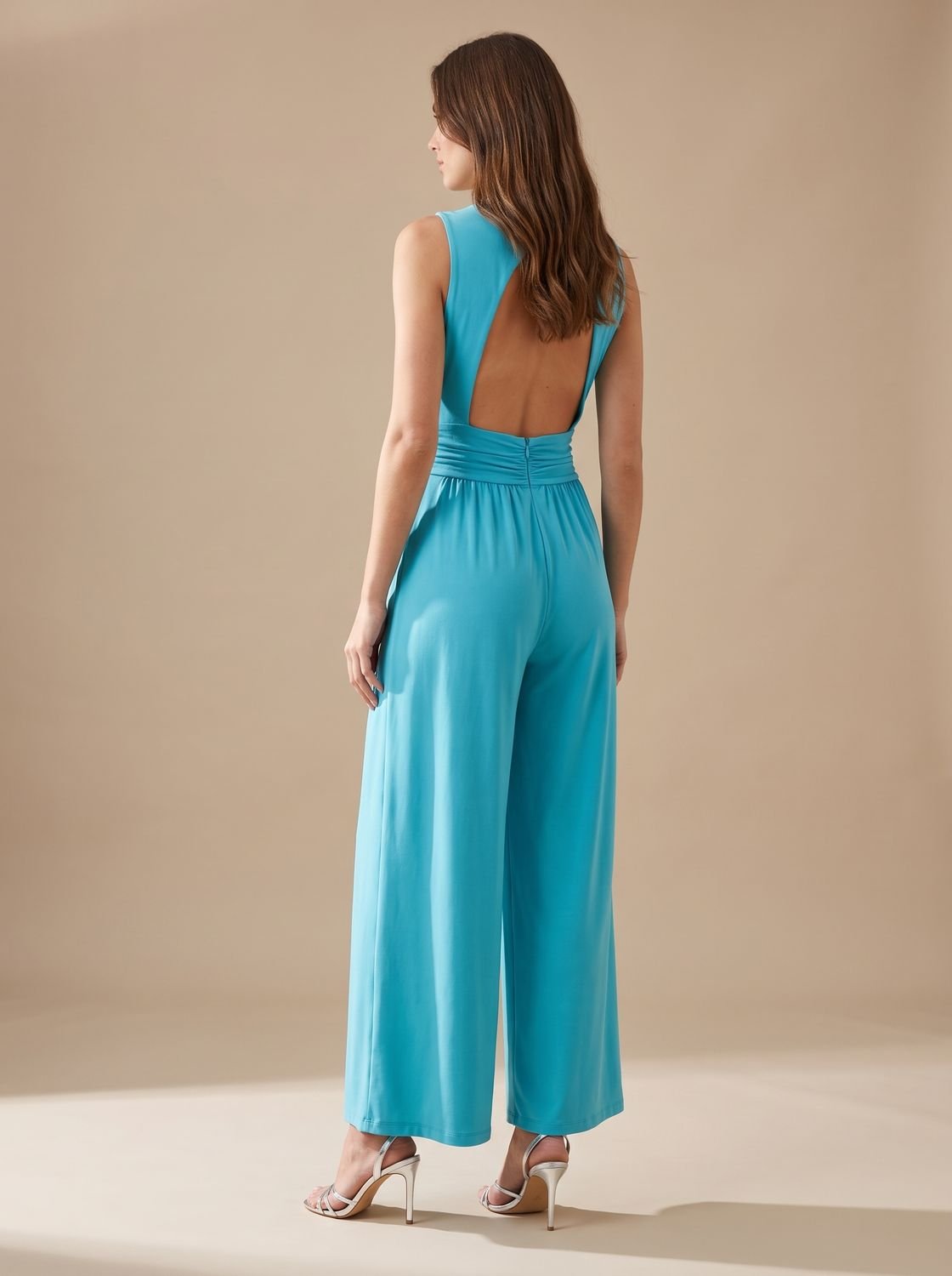 Women's Sleeveless Wide-Leg V-Neck Jumpsuit