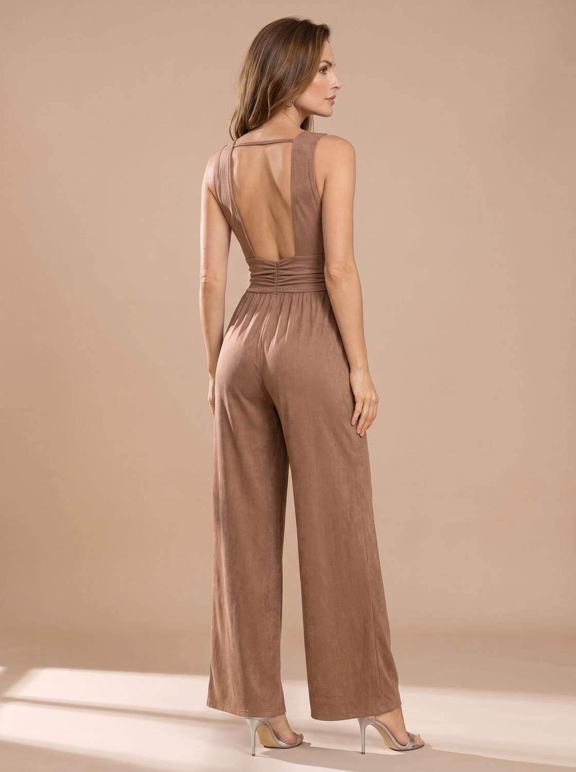 Women's Sleeveless Wide-Leg V-Neck Jumpsuit