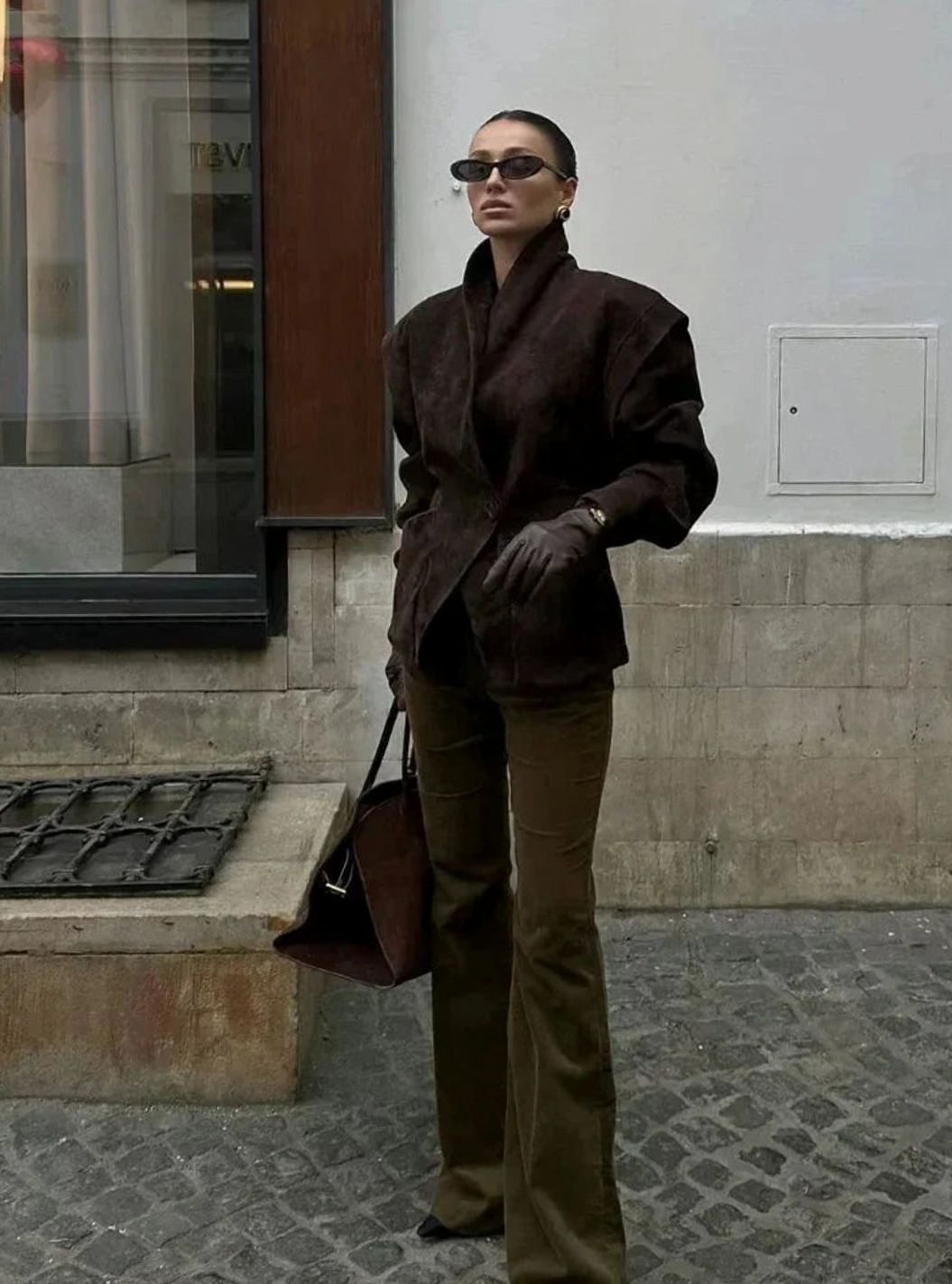 Women's Structured Faux Suede Wrap Blazer Jacket