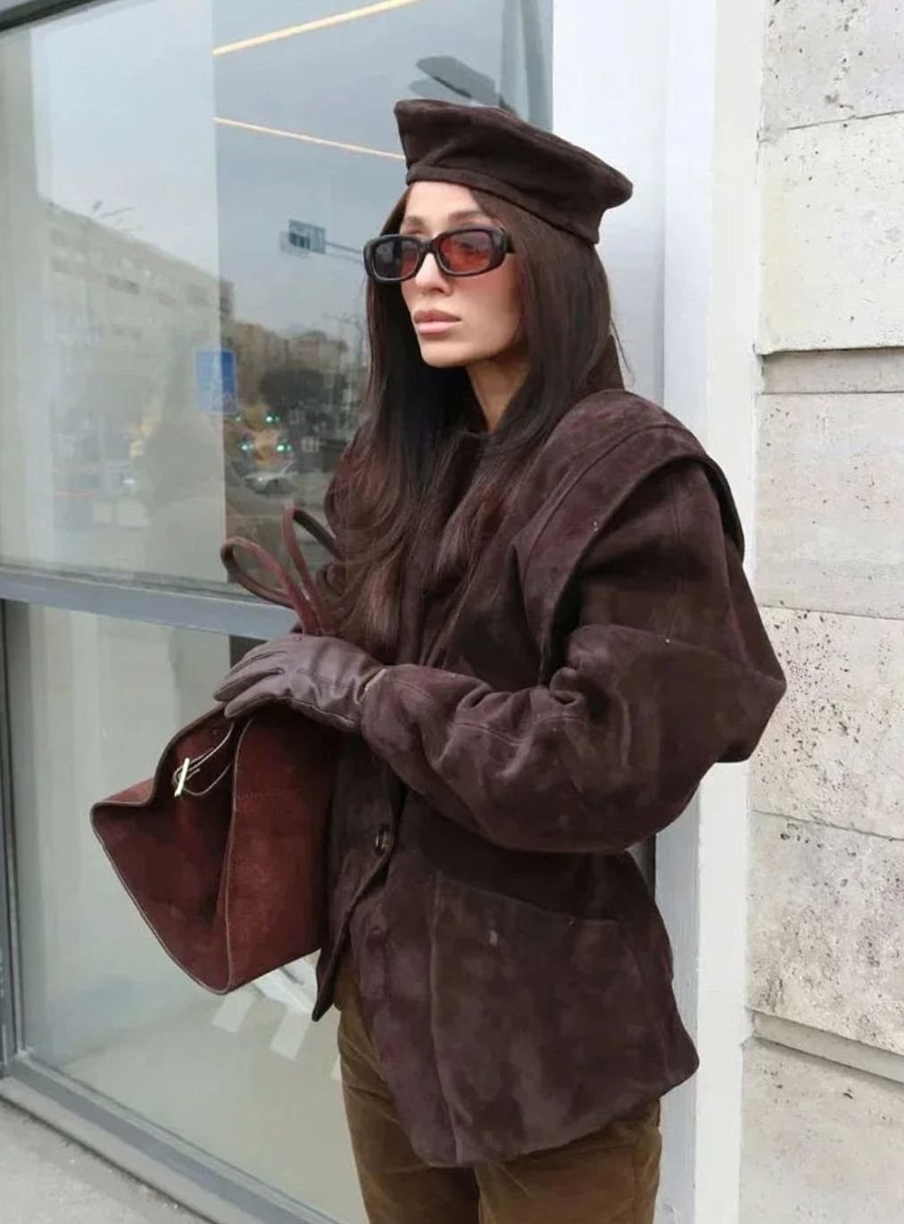 Women's Structured Faux Suede Wrap Blazer Jacket