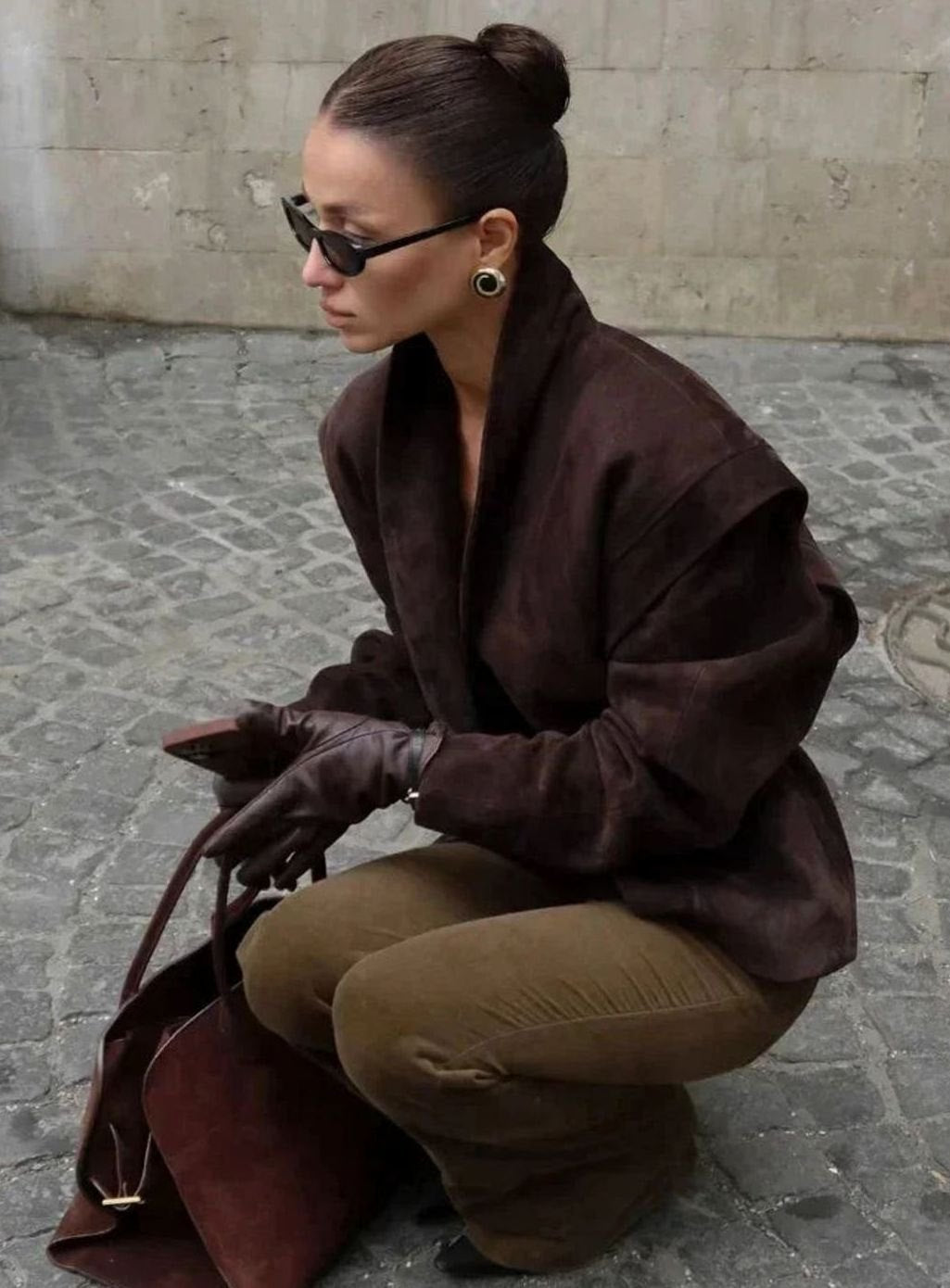 Women's Structured Faux Suede Wrap Blazer Jacket