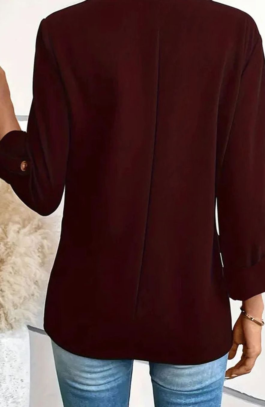 Women's Structured Notched Lapel Rolled Cuff Blazer