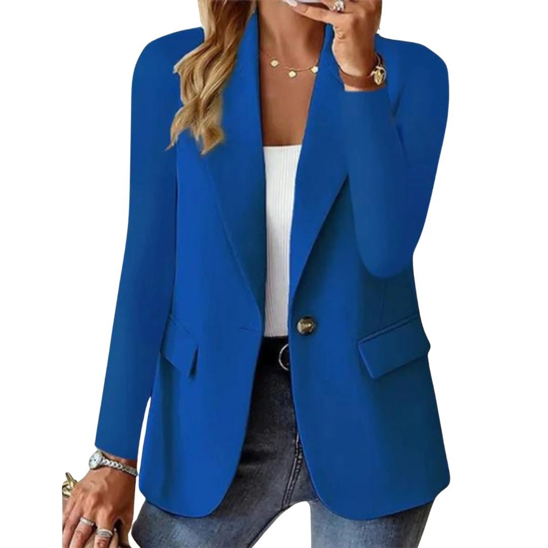 Women's Tailored Blazer Single Button Professional - Blue