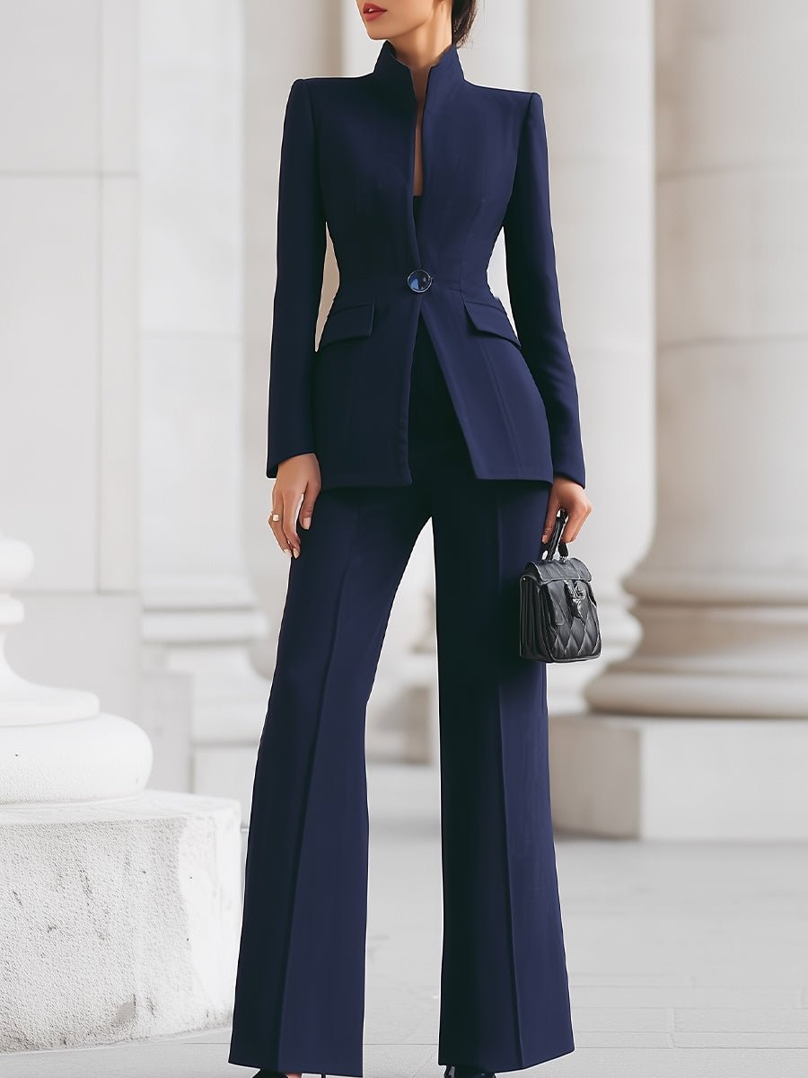 Women's Tailored Blazer Trouser Suit Set Professional - Blue (Almost Sold Out)