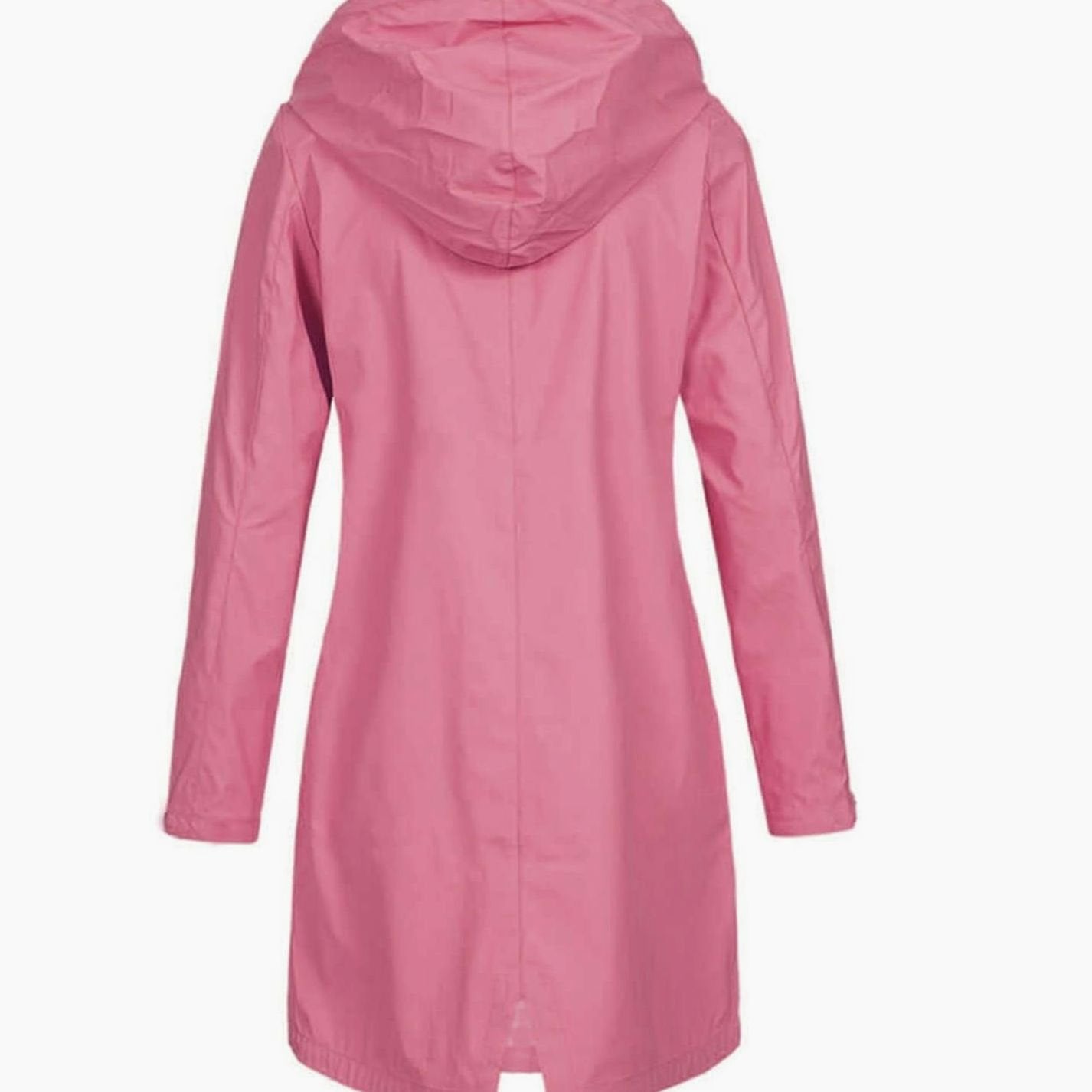 Women's Waterproof Hooded Raincoat Longline Zip-Up Jacket