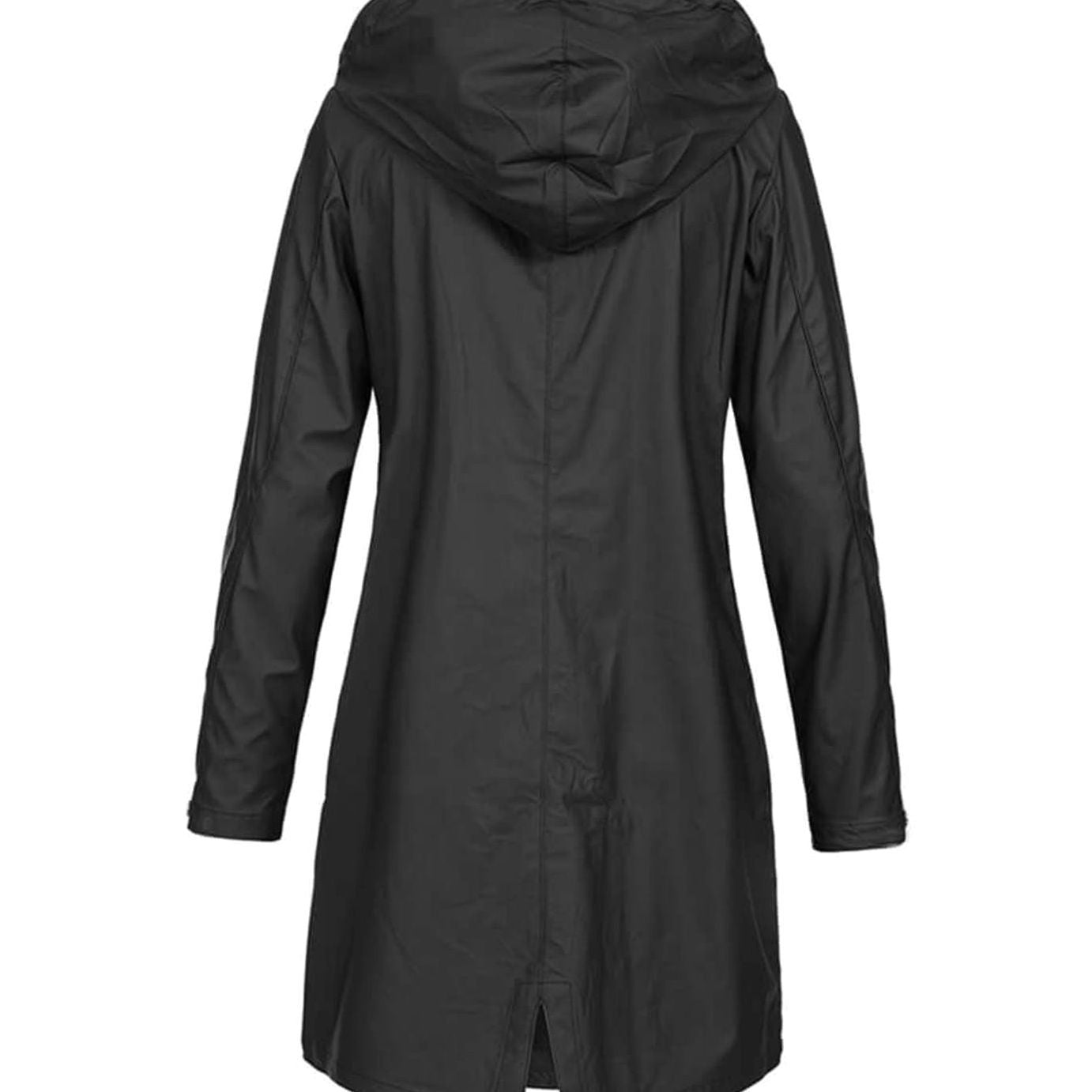 Women's Waterproof Hooded Raincoat Longline Zip-Up Jacket