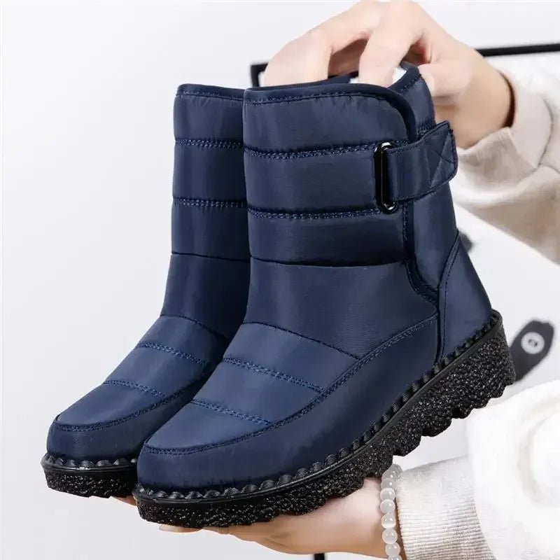 Women's Waterproof Quilted Winter Ankle Snow Boots - Blue