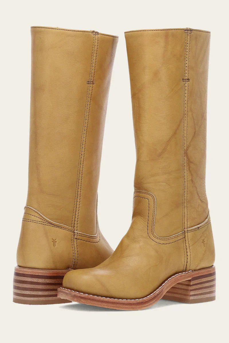 Women's Western Leather Pointed-Toe Cowboy Boots - Yellow