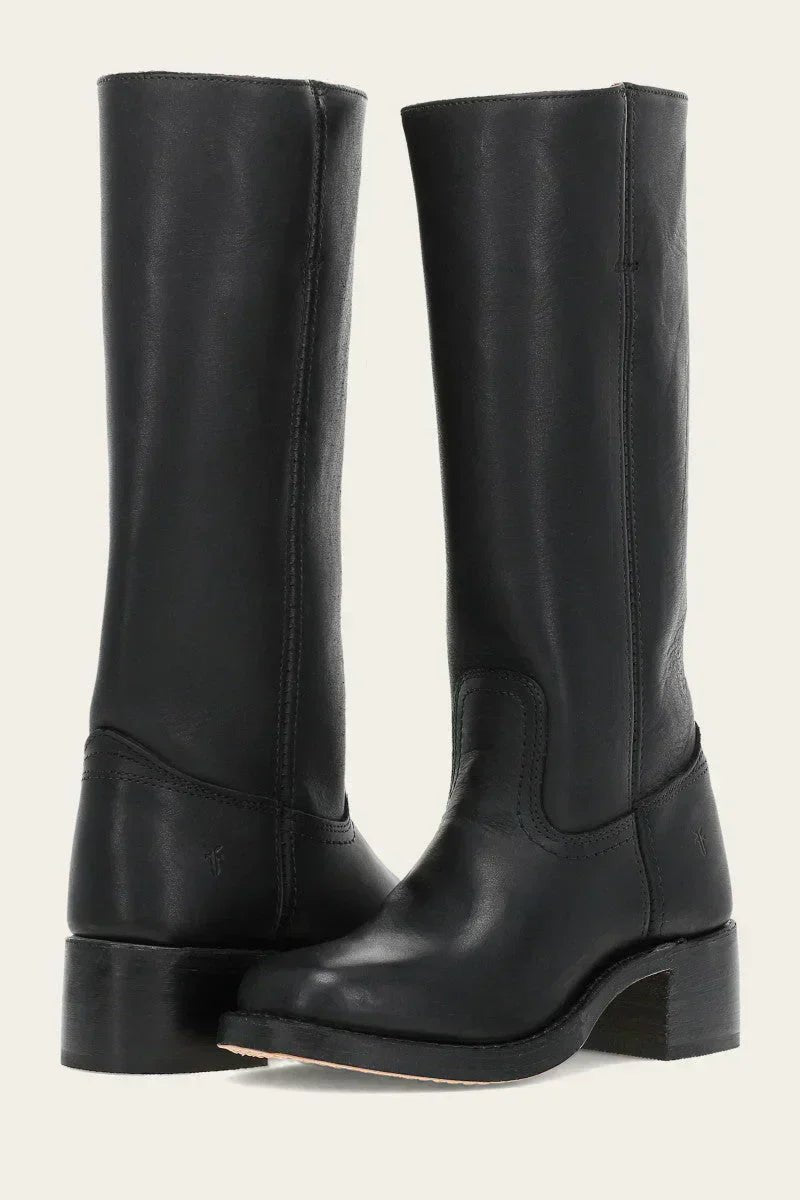 Women's Western Leather Pointed-Toe Cowboy Boots - Black