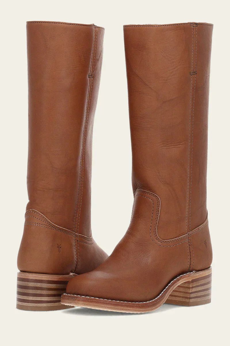 Women's Western Leather Pointed-Toe Cowboy Boots - Light brown