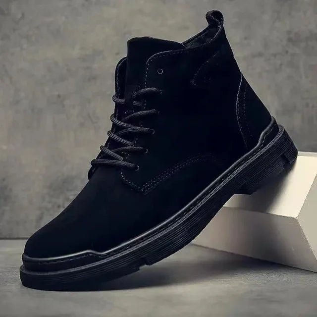 Boots Men's Suede Leather Lace-Up Ankle Desert Chukka - Black