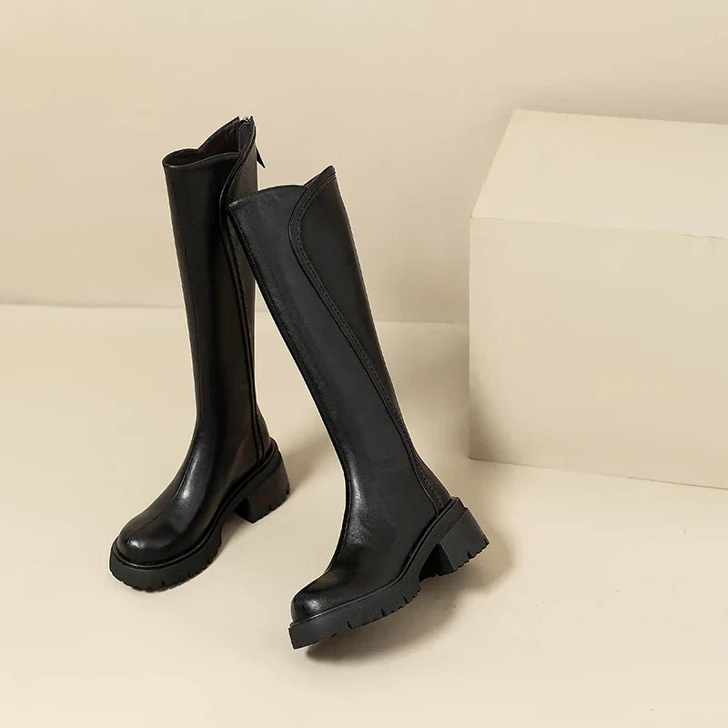 Boots Women's Knee High Leather Orthopedic Support - Black