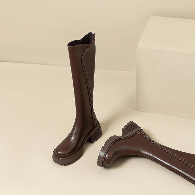 Boots Women's Knee High Leather Orthopedic Support - Brown