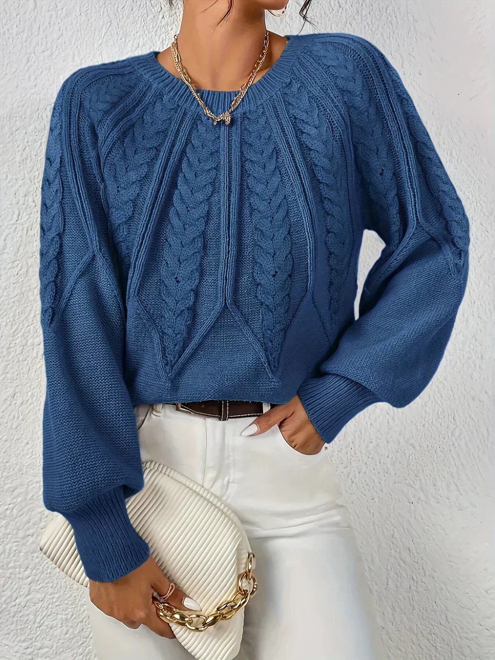 Cable Knit Jumper Women's Relaxed Fit Long Sleeve
