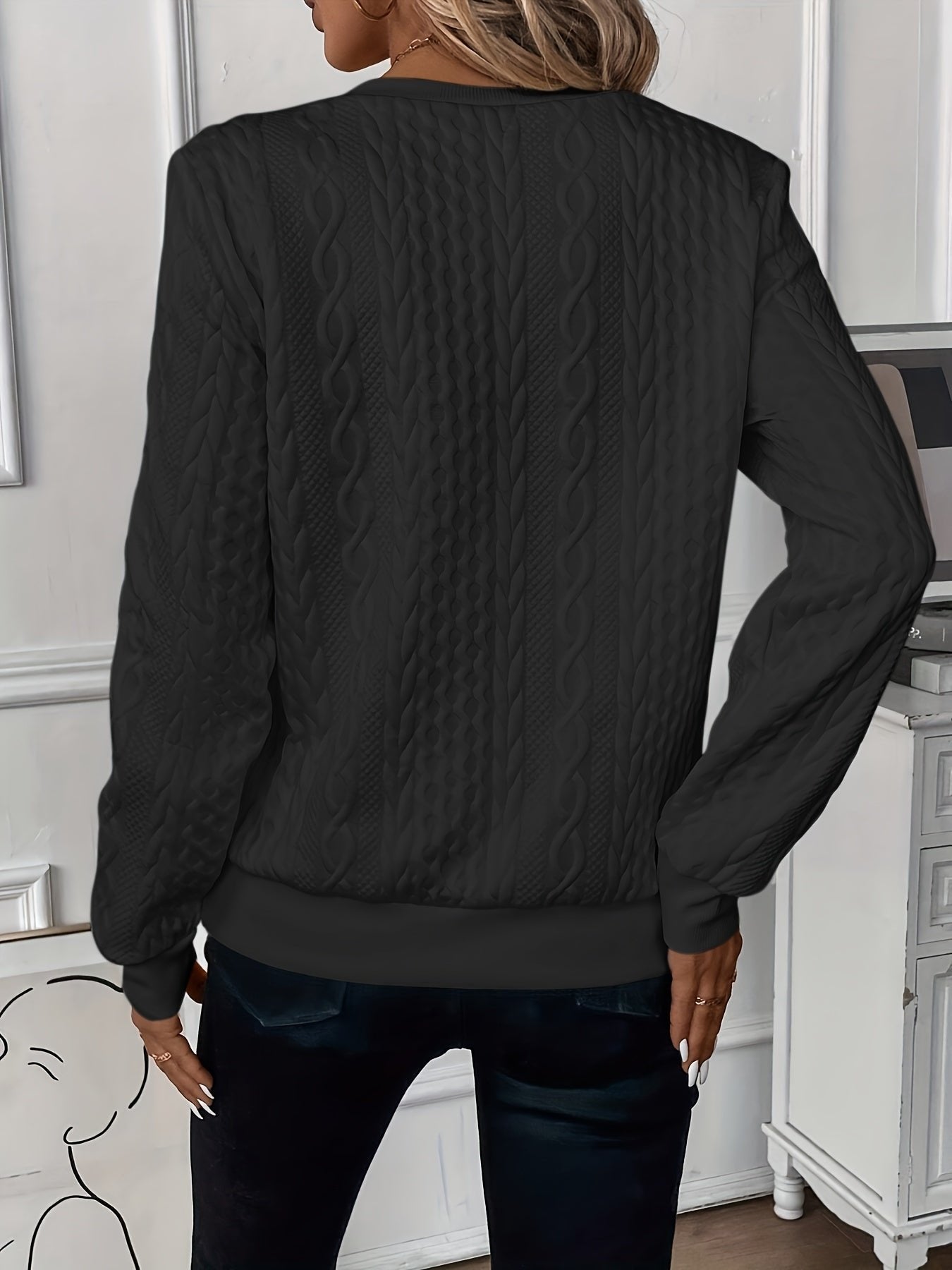 Cable Knit Zip-Up Sweater Quarter Zip Pullover