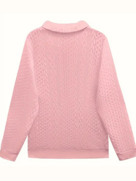 Cable Knit Zip-Up Sweater Quarter Zip Pullover