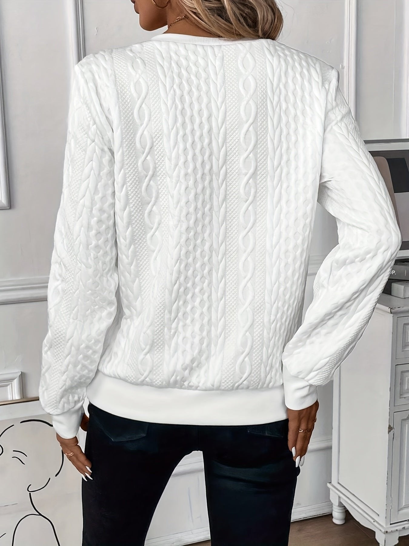Cable Knit Zip-Up Sweater Quarter Zip Pullover