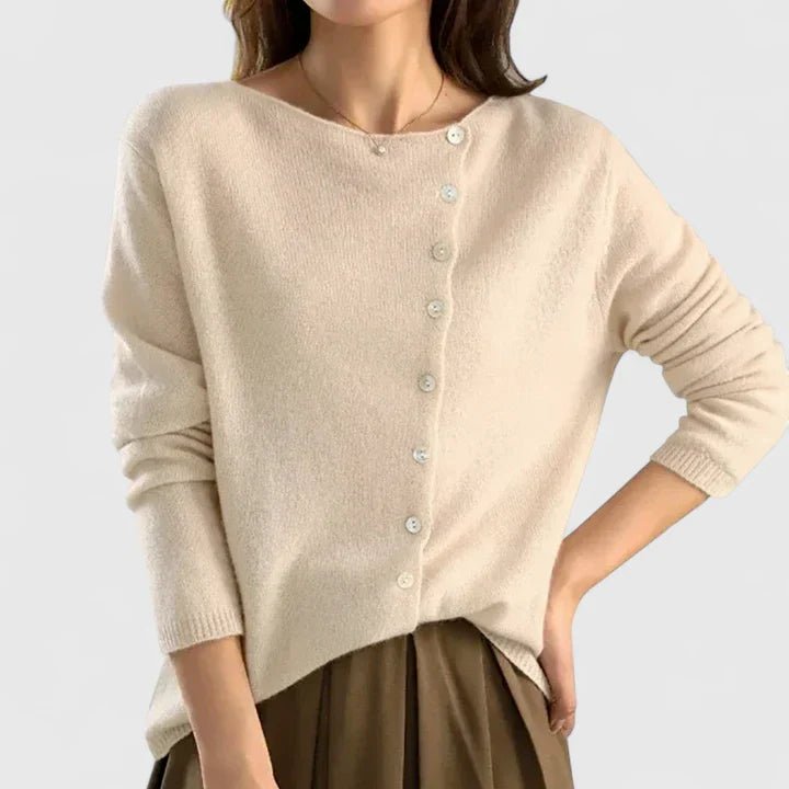 Cardigan Button-Down Knit Lightweight Long Sleeve - Beige